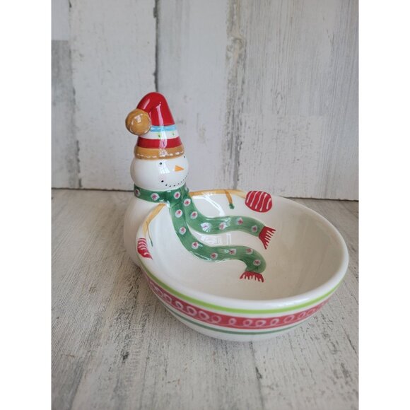 Pier 1 snowman snack bowl candy xmas home decor - Picture 2 of 5